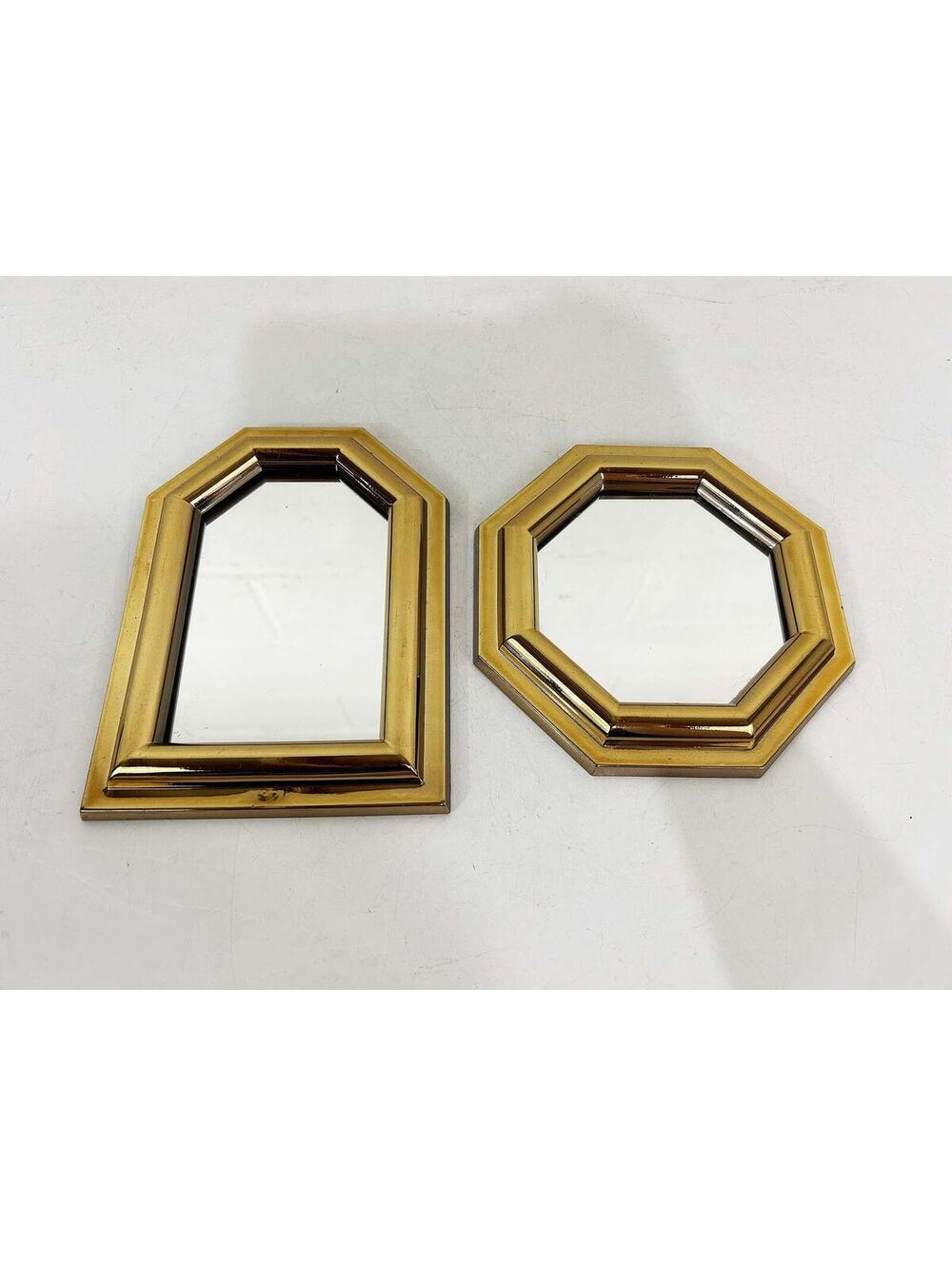 Mirror Set of 2 Plastic Faux Gold Frames Framed Wall 1980s 80s 1987 Pair Burwood